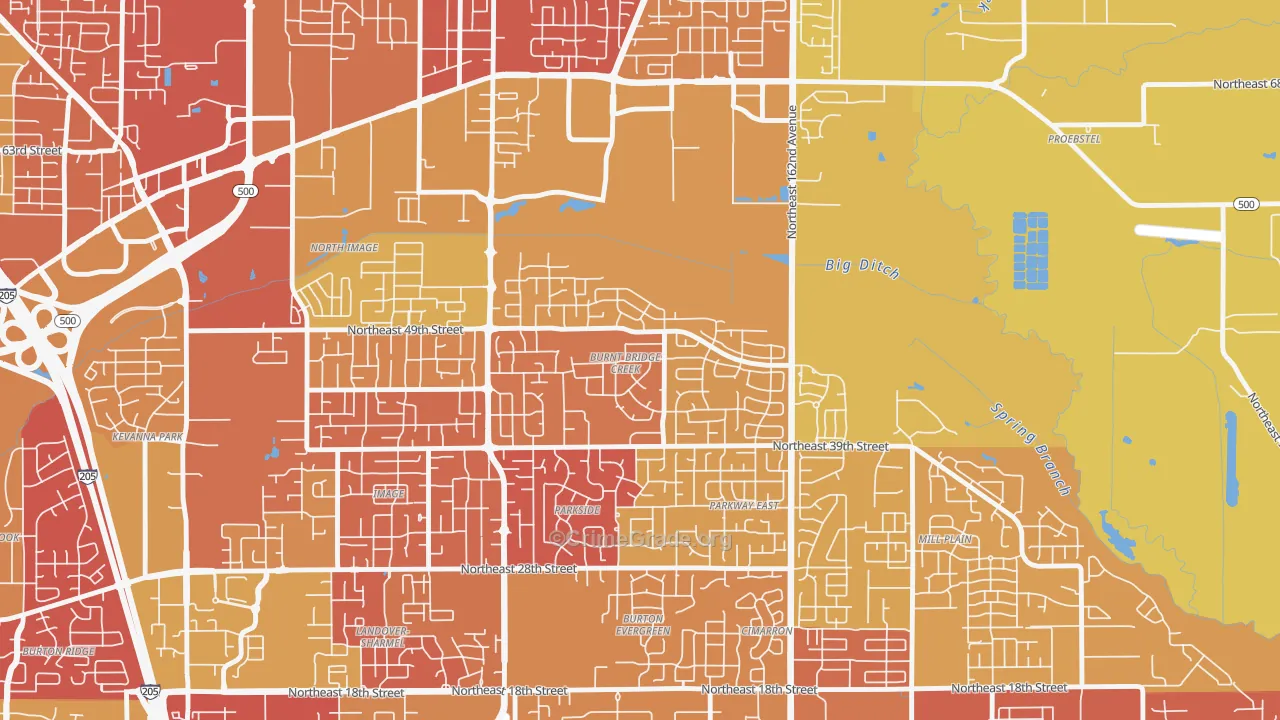 Burnt Bridge Creek, Vancouver, WA Map of Arson Rates