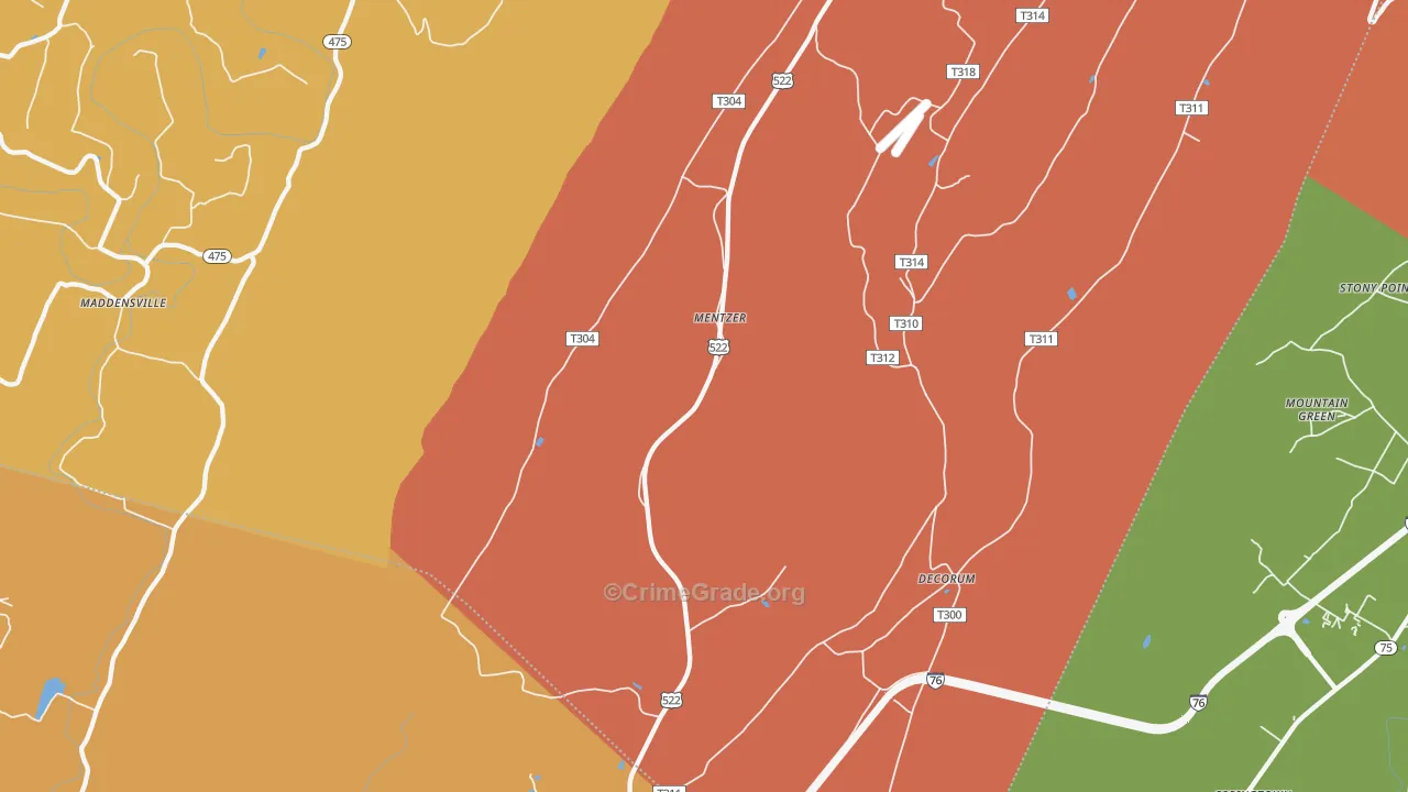 Burnt Cabins, PA Map of Arson Rates