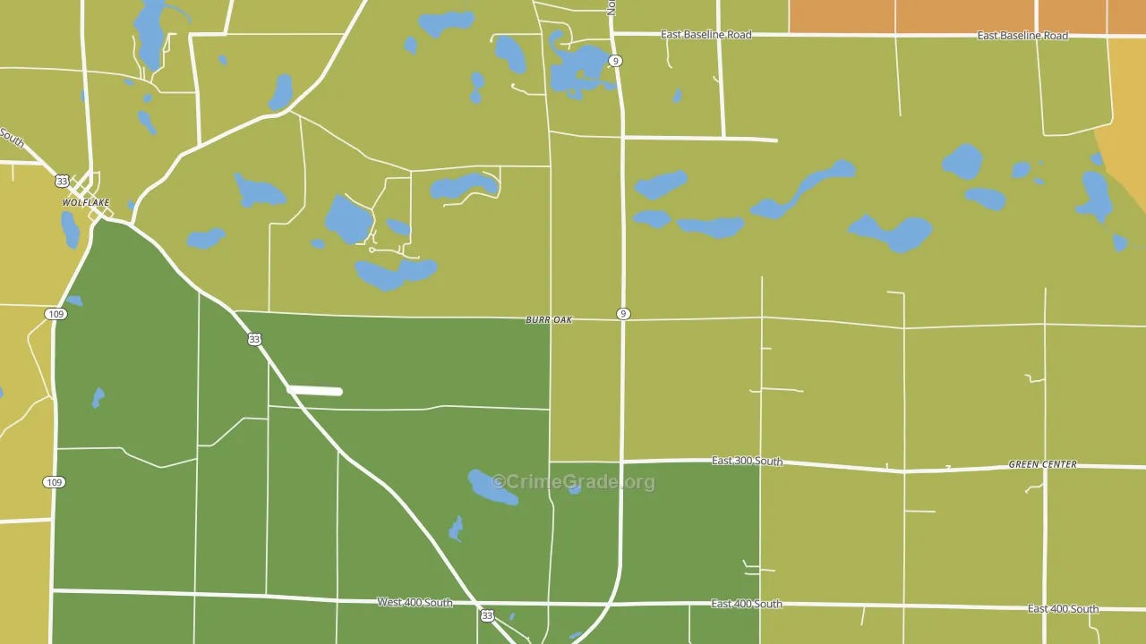 Burr Oak, IN Map of Arson Rates