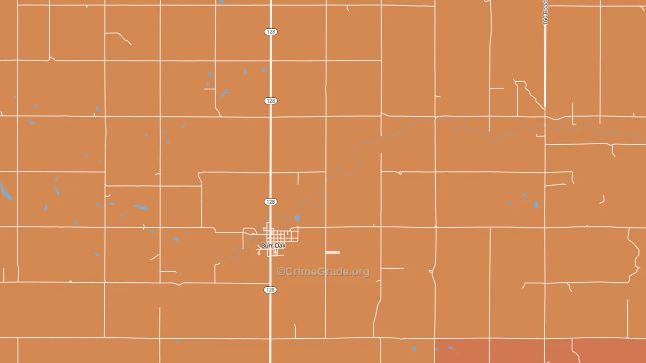 Burr Oak, KS Map of Arson Rates
