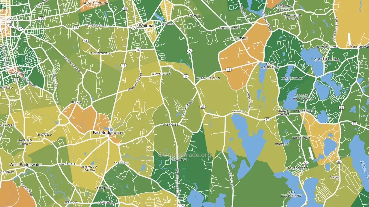Burrage, Hanson, MA Map of Arson Rates