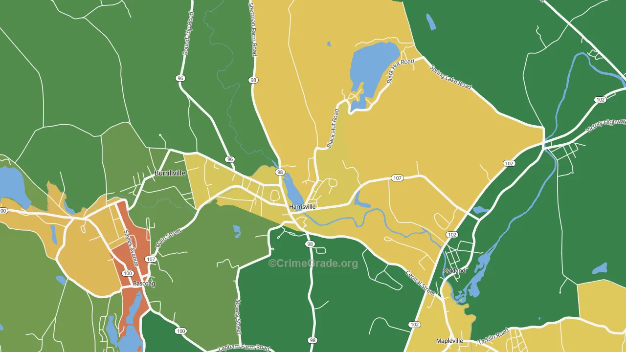 Burrillville, RI Map of Arson Rates