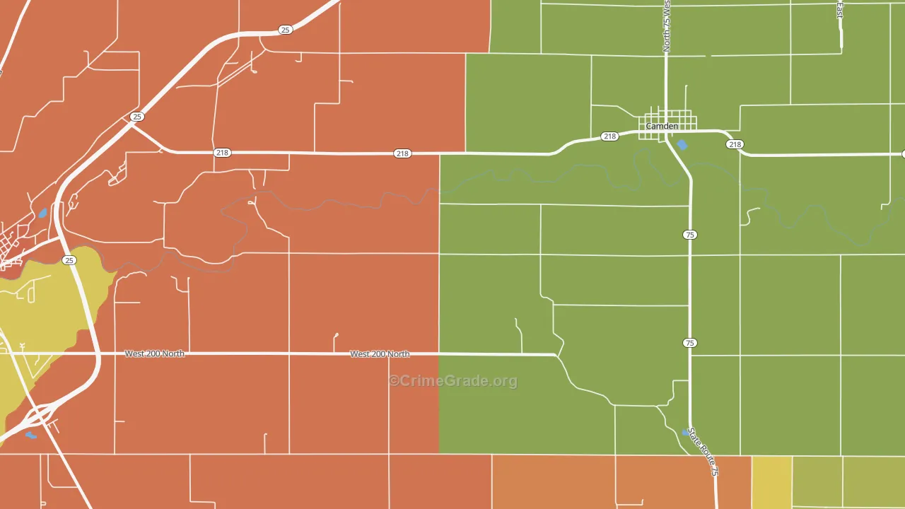 Burrows, IN Map of Arson Rates