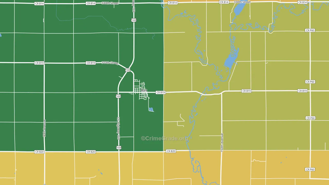 Burt, IA Map of Arson Rates