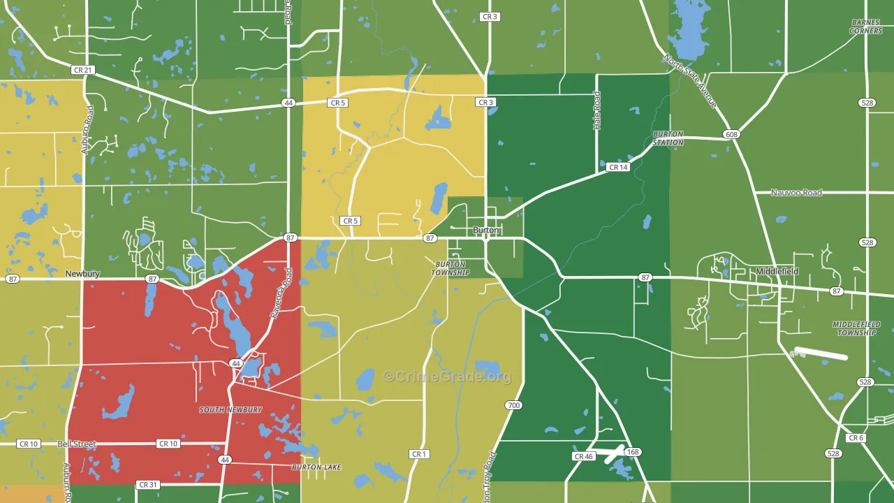 Burton, OH Map of Arson Rates