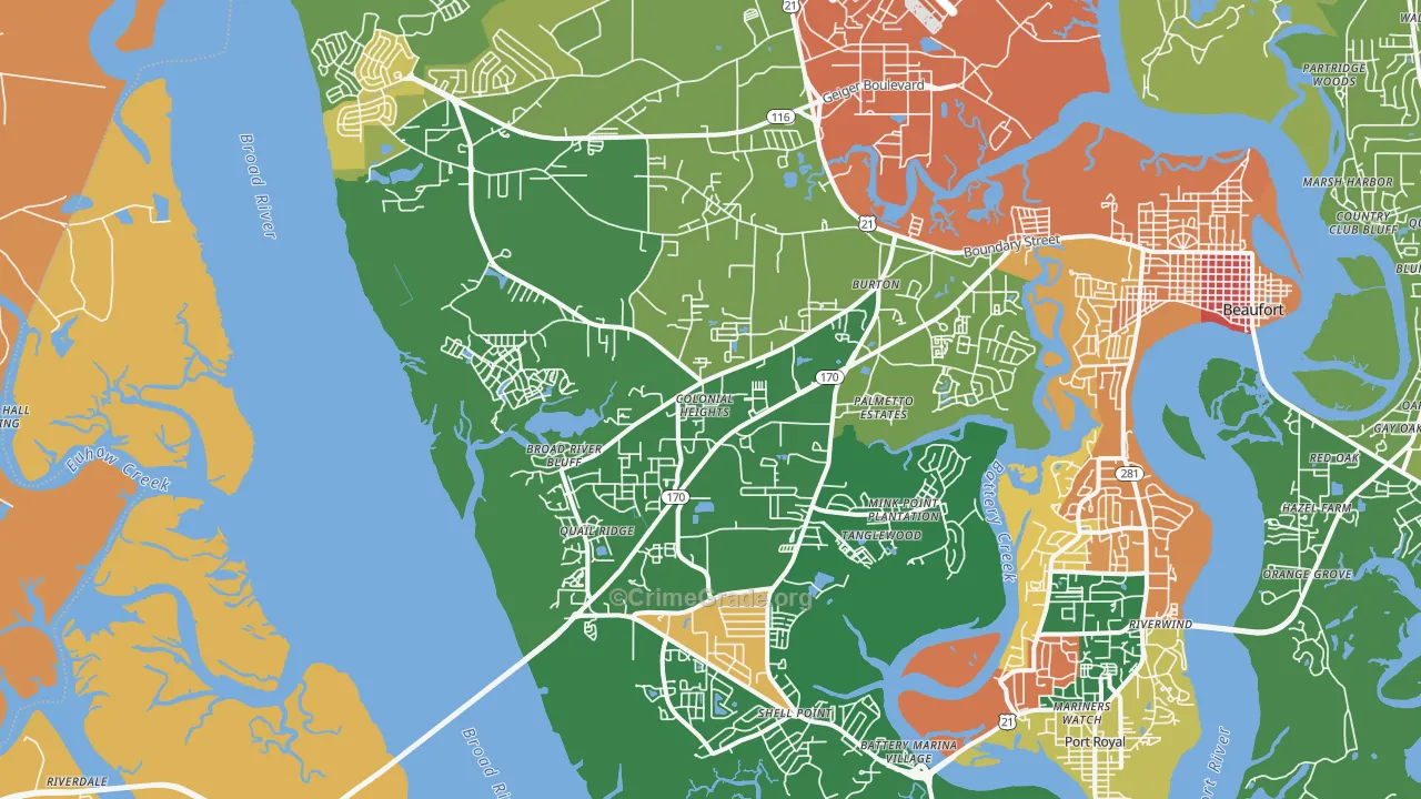 Burton, SC Map of Arson Rates