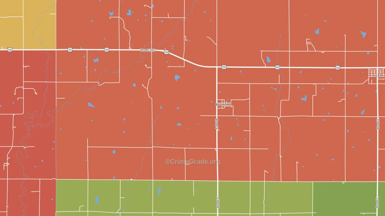 Bushong, KS Map of Arson Rates