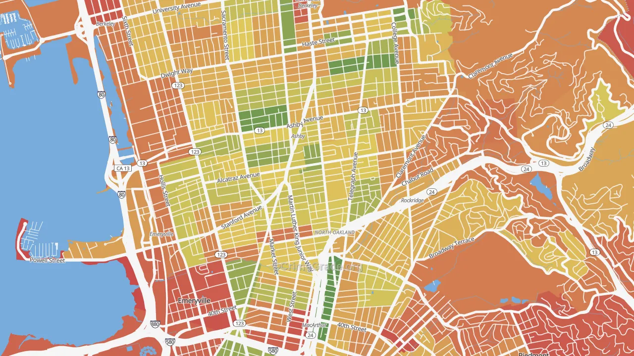 Bushrod, Oakland, CA Map of Arson Rates