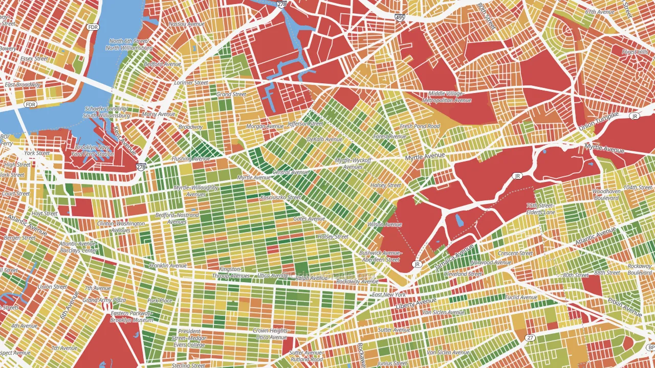 Bushwick, Brooklyn, NY Map of Arson Rates