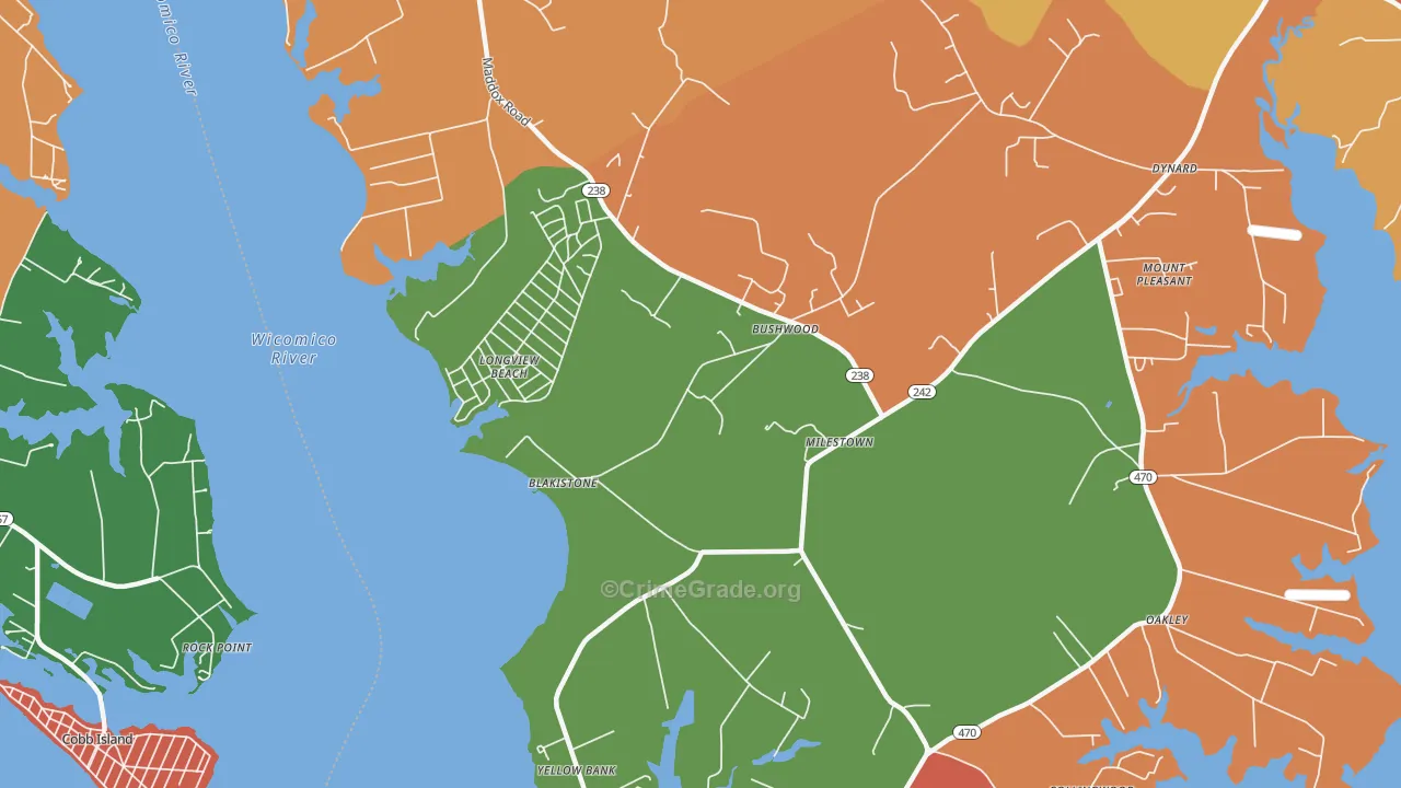 Bushwood, MD Map of Arson Rates