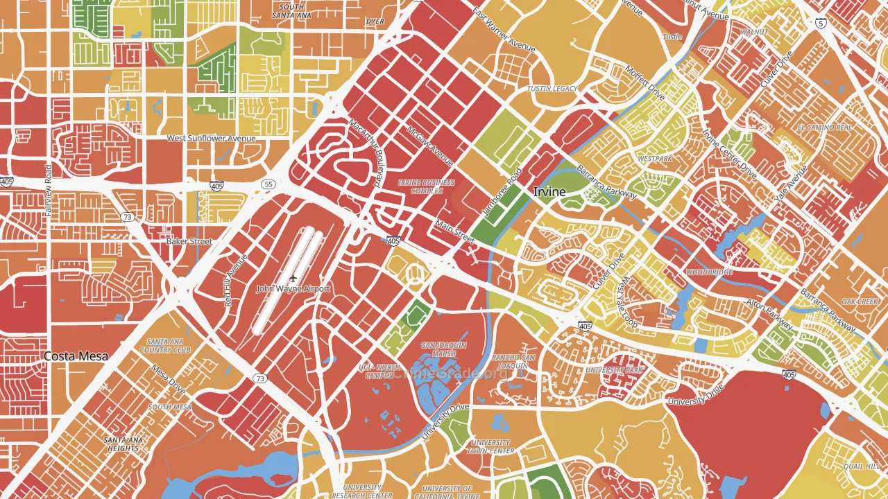Business District, Irvine, CA Map of Arson Rates