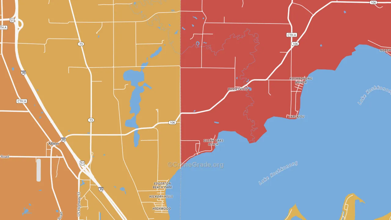 Busseyville, WI Map of Arson Rates