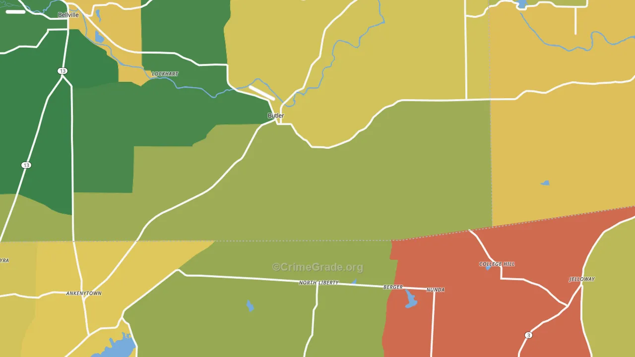 Butler, OH Map of Arson Rates
