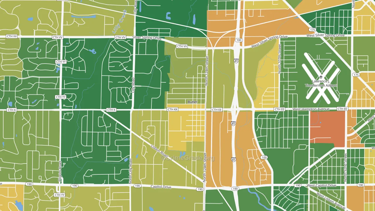 Butler, WI Map of Arson Rates