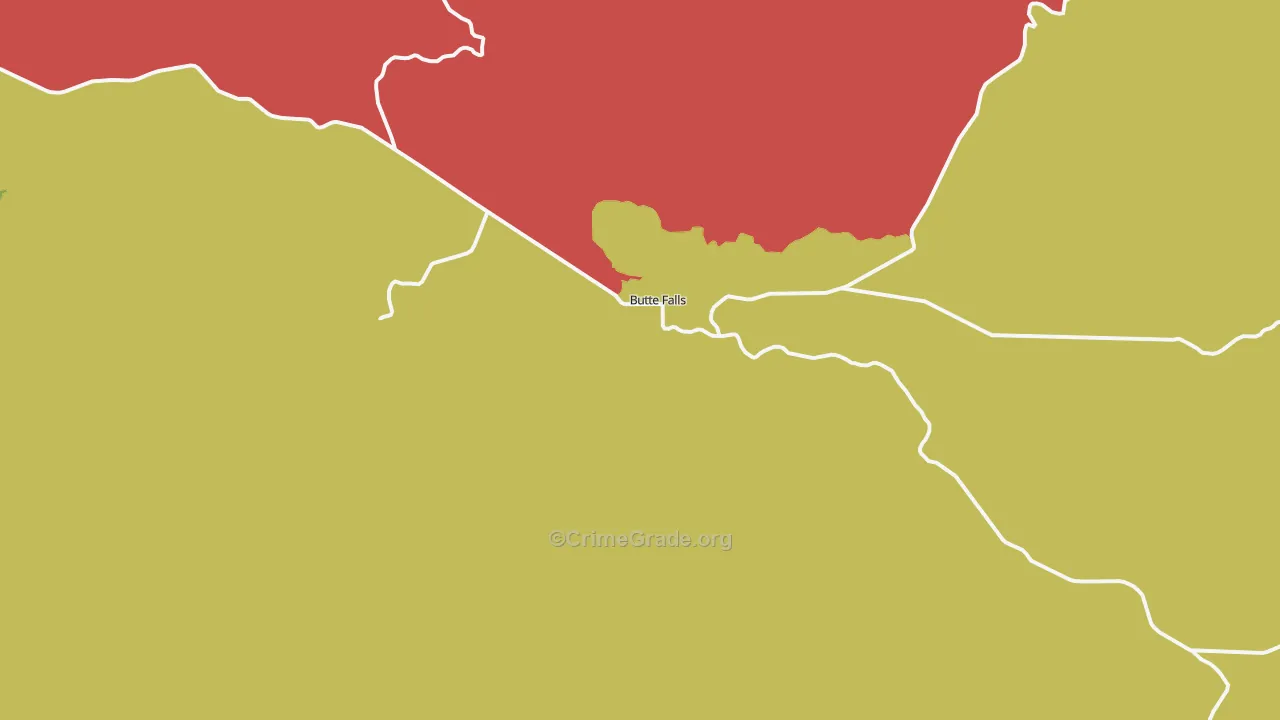 Butte Falls, OR Map of Arson Rates