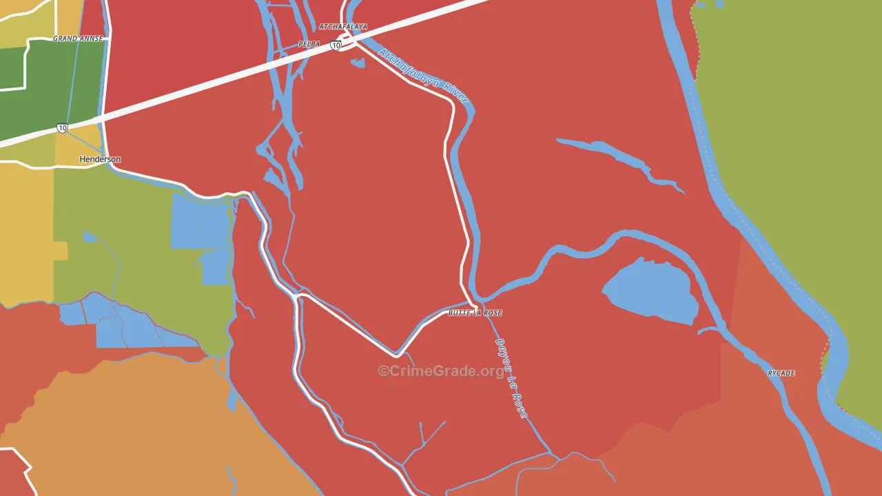 Butte La Rose, LA Map of Arson Rates