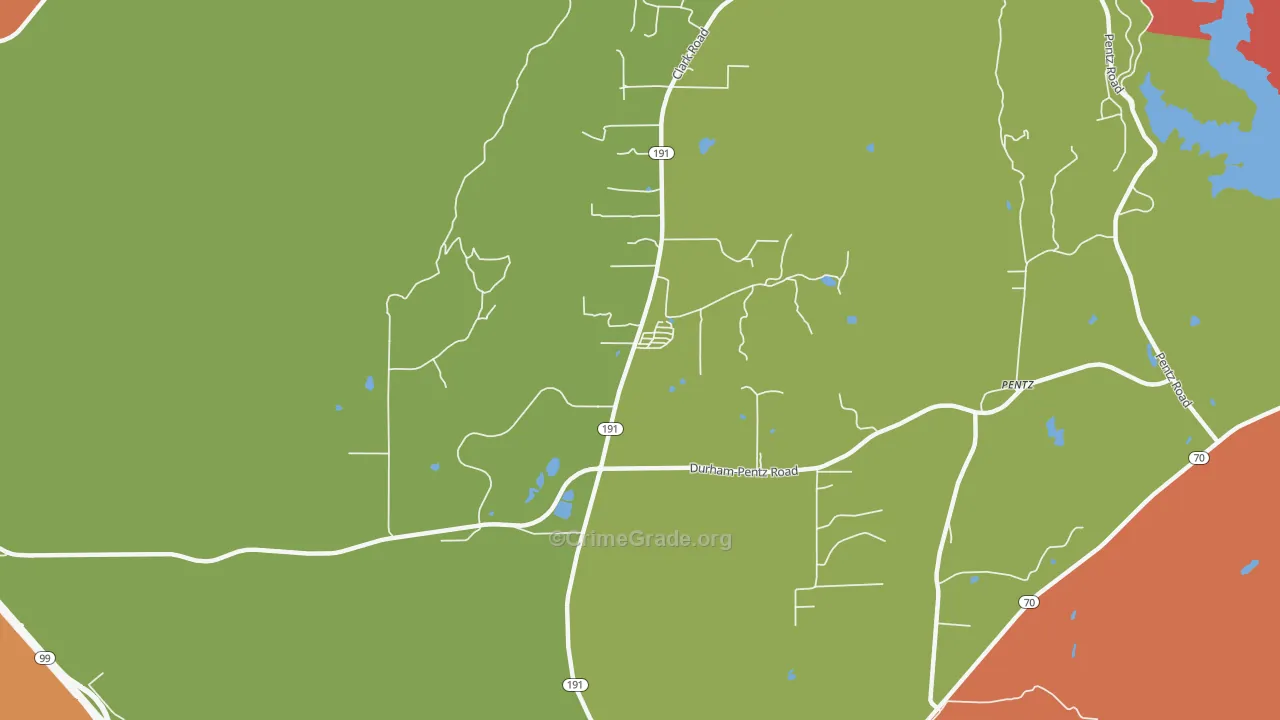 Butte Valley, CA Map of Arson Rates