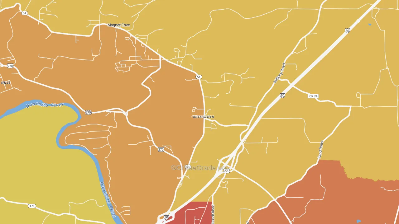 Butterfield, AR Map of Arson Rates