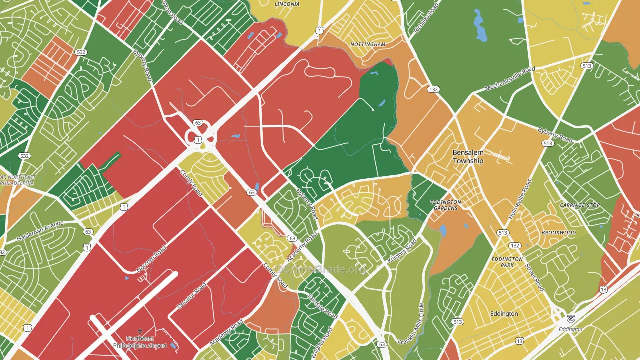 Byberry, Philadelphia, PA Map of Arson Rates