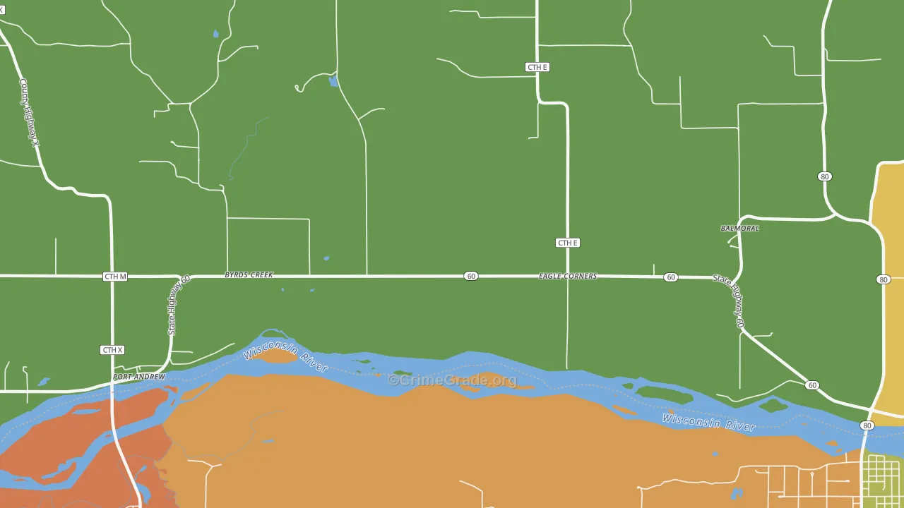 Byrds Creek, WI Map of Arson Rates