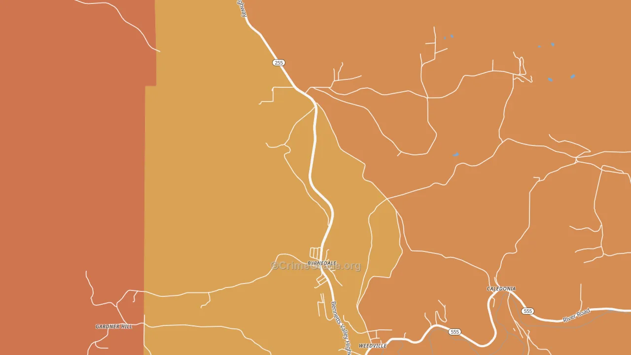 Byrnedale, PA Map of Arson Rates