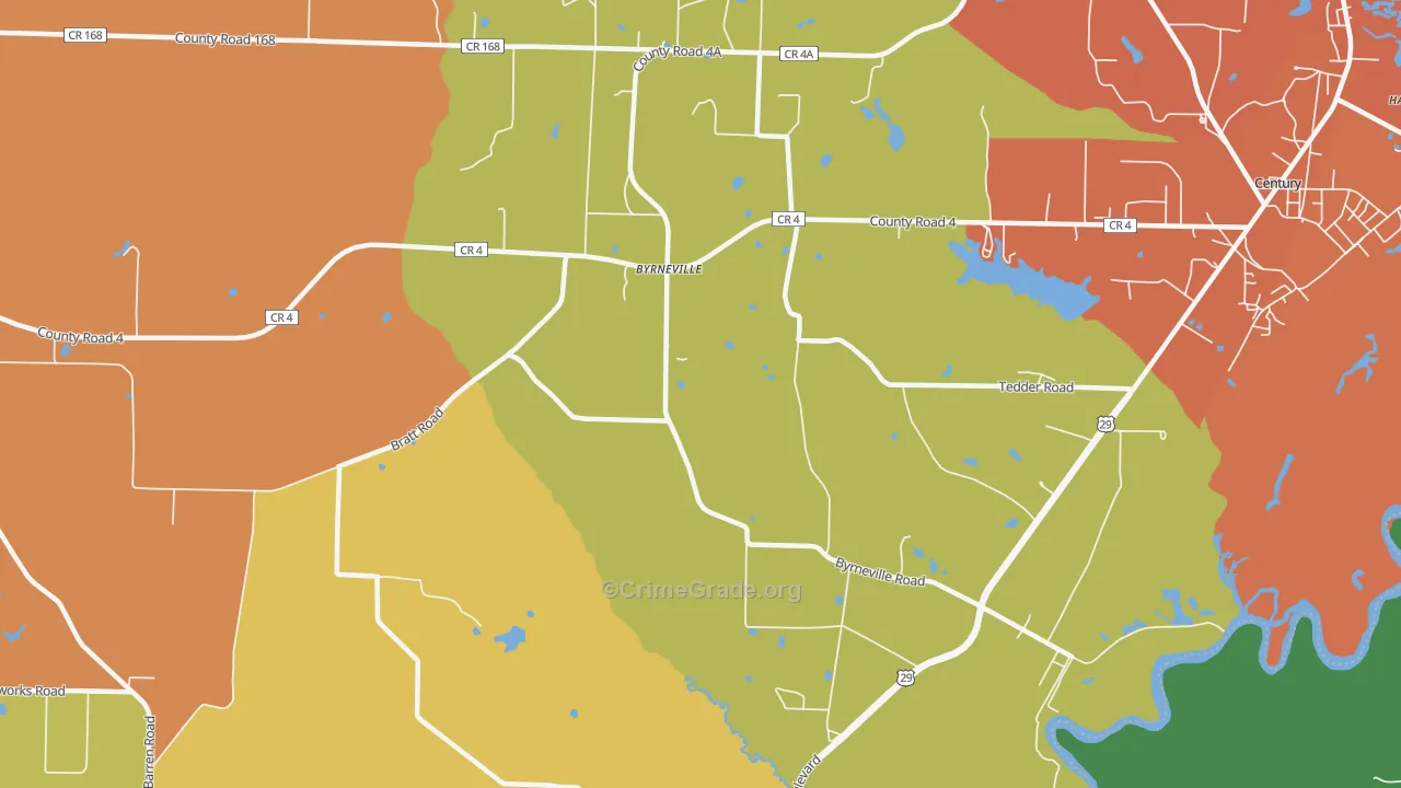Byrneville, FL Map of Arson Rates
