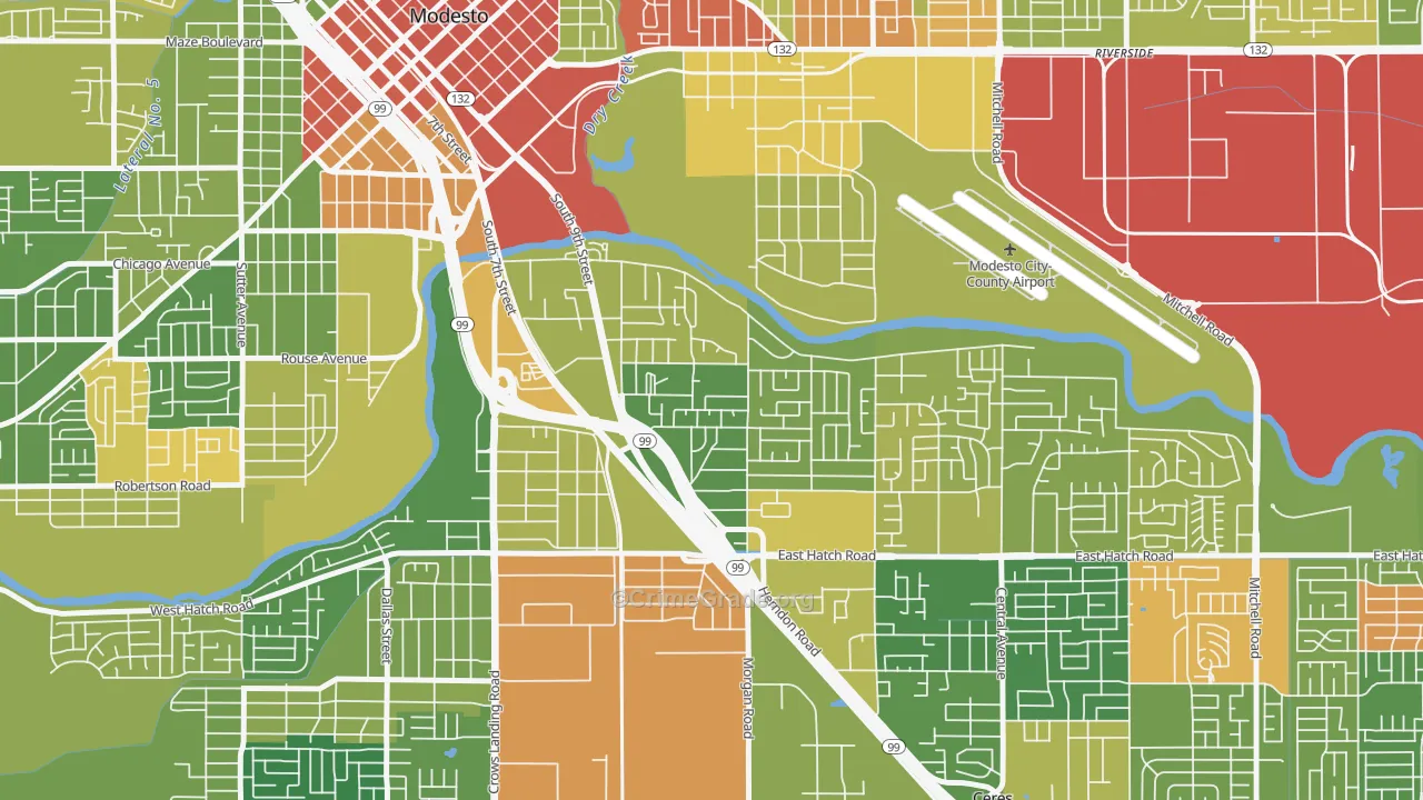 Bystrom, Modesto, CA Map of Arson Rates
