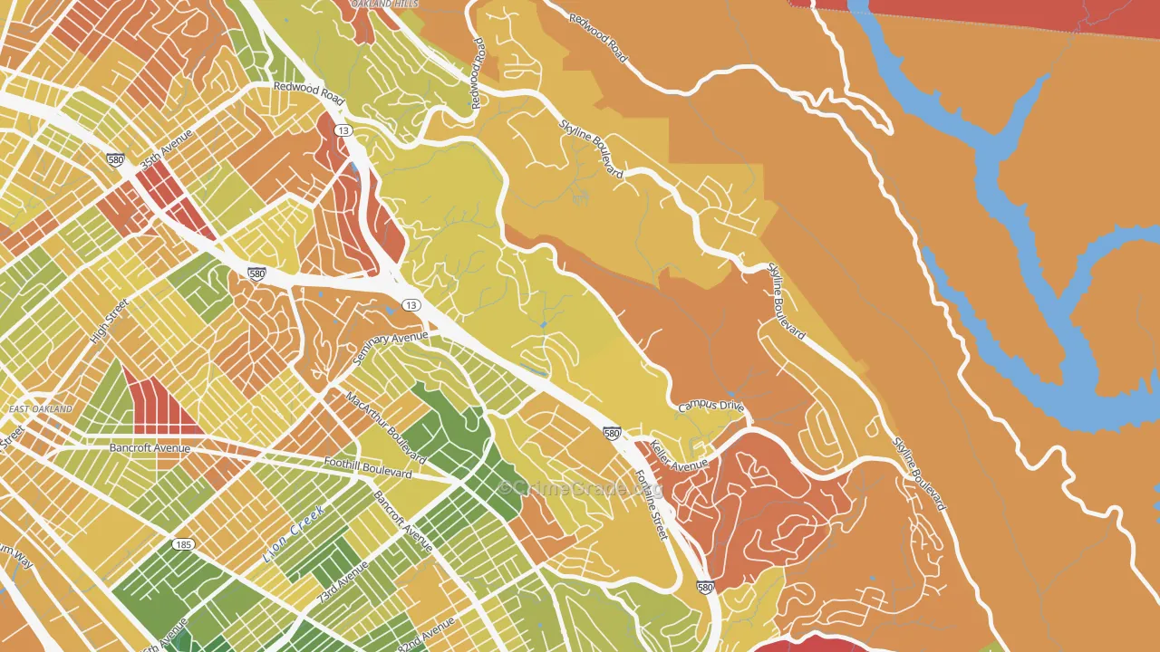 Caballo Hills, Oakland, CA Map of Arson Rates