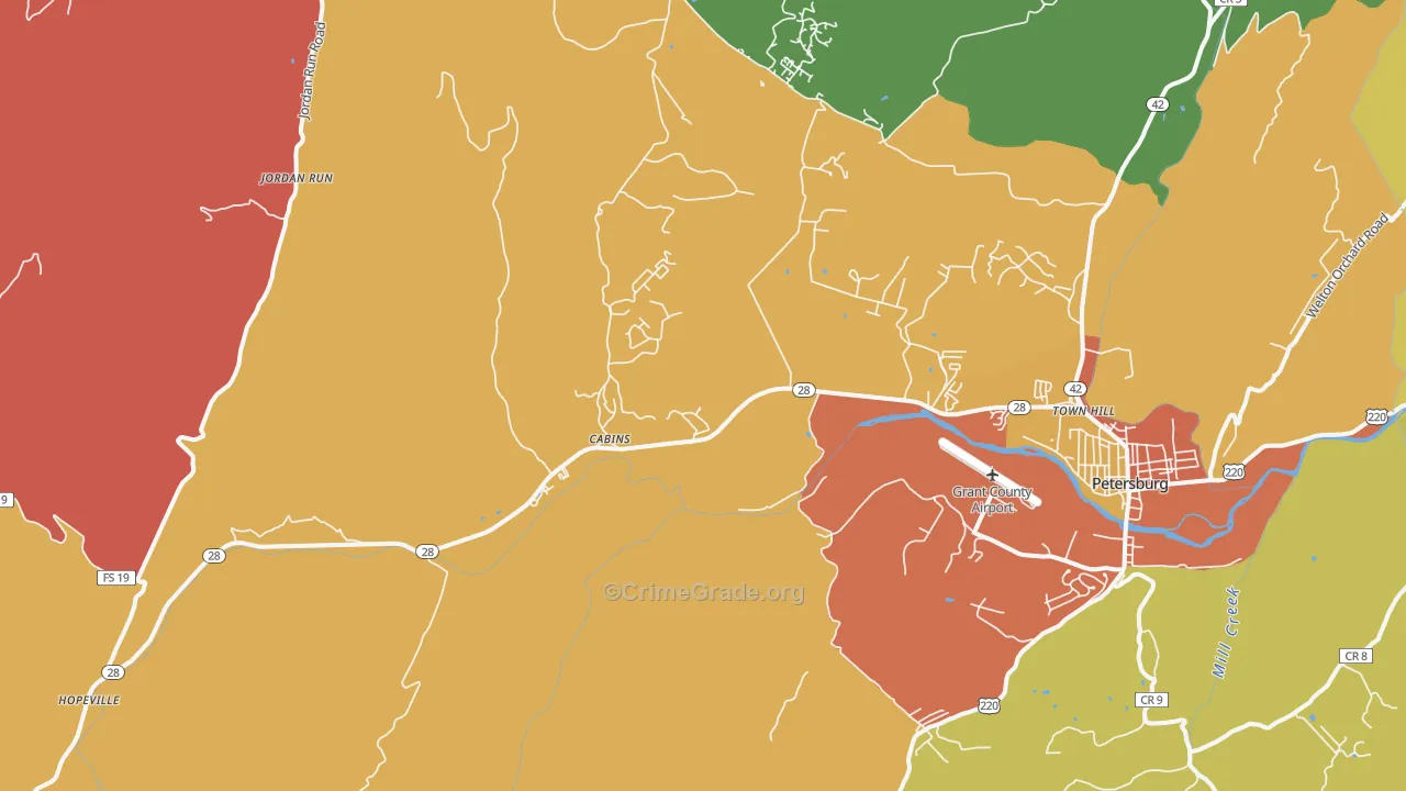 Cabins, WV Map of Arson Rates