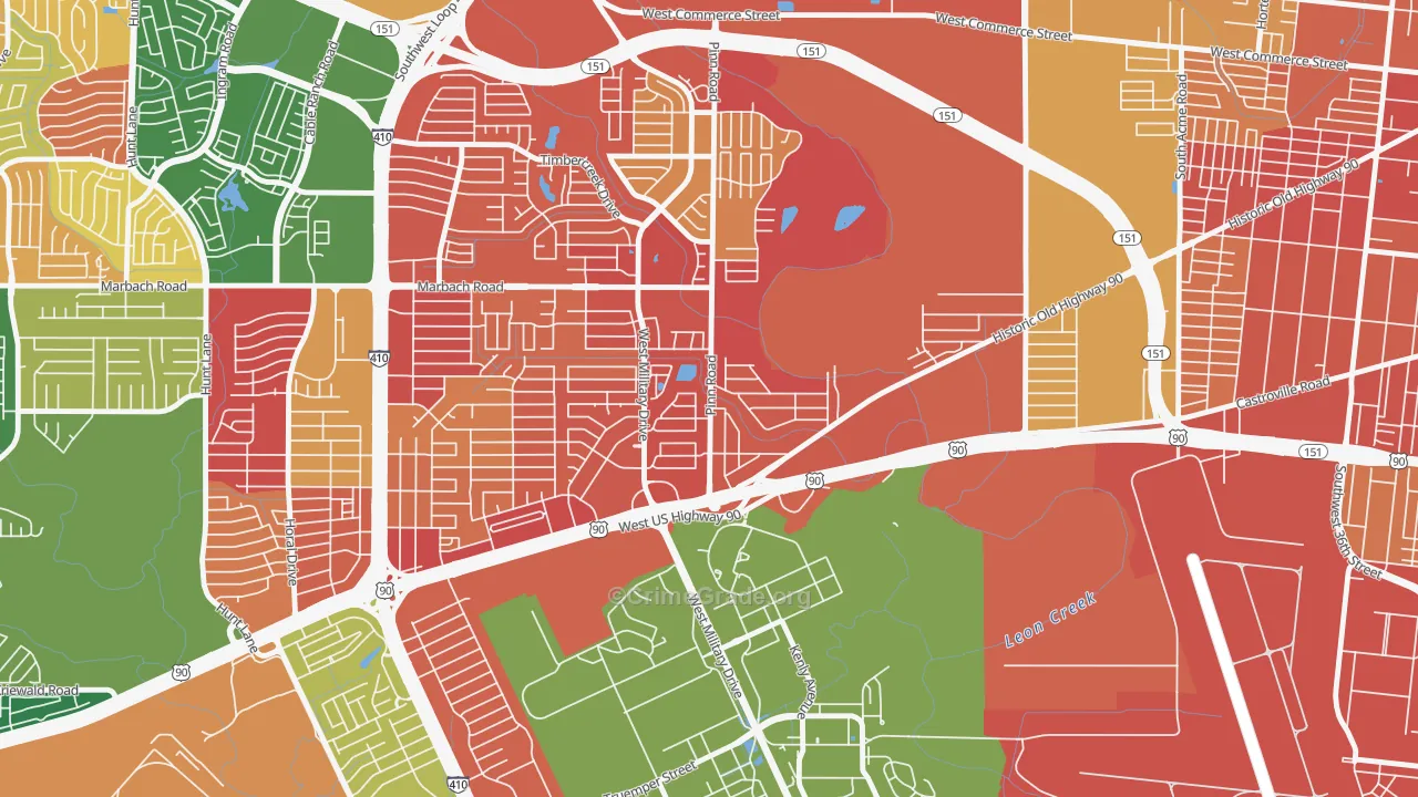 Cable-Westwood, San Antonio, TX Map of Arson Rates
