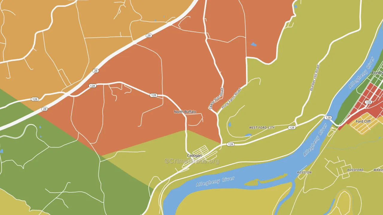 Cadogan, PA Map of Arson Rates