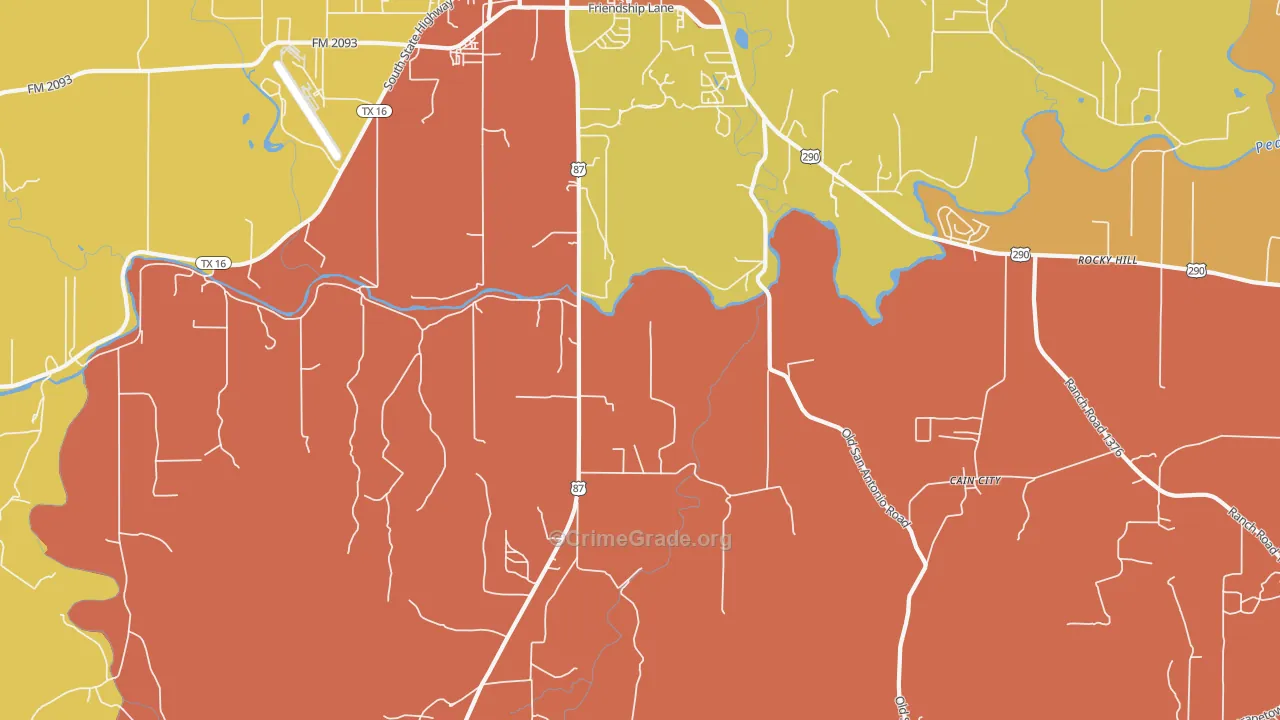 Cain City, TX Map of Arson Rates