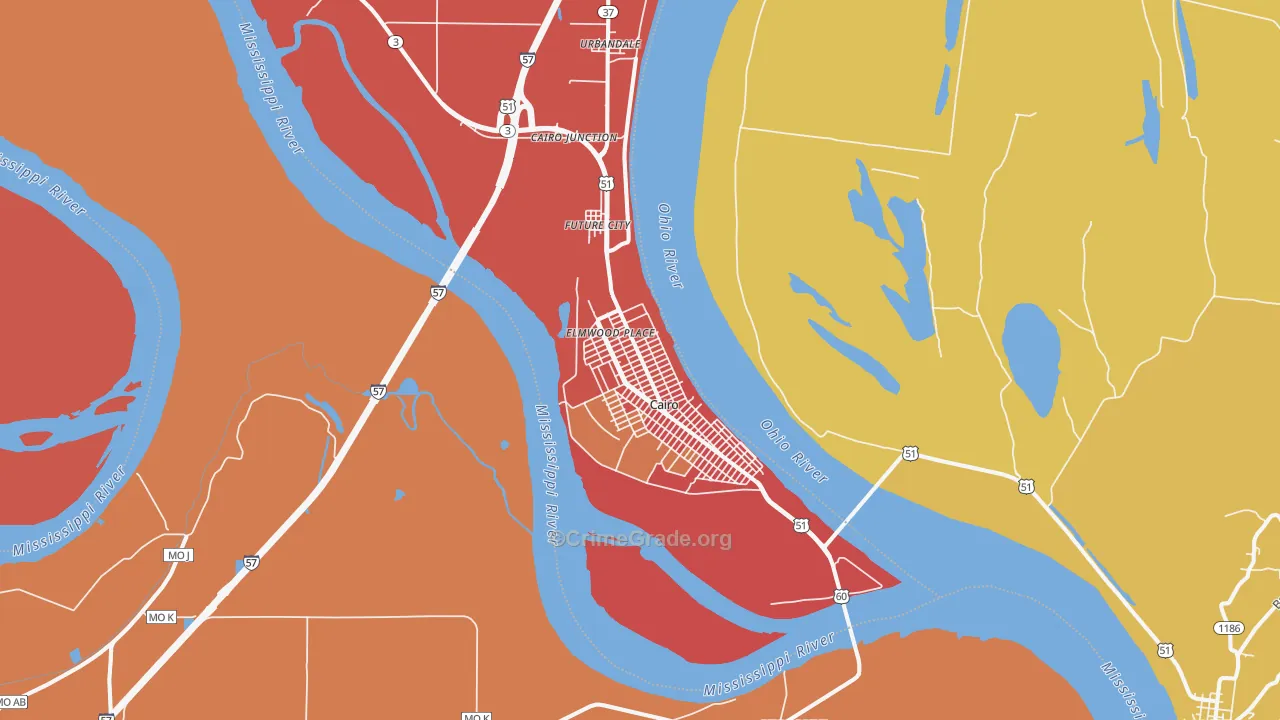 Cairo, IL Map of Arson Rates