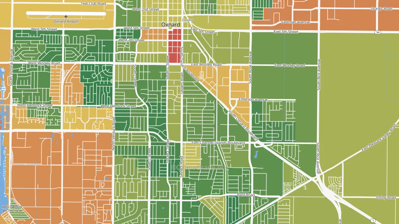 Cal-Gisler, Oxnard, CA Map of Arson Rates
