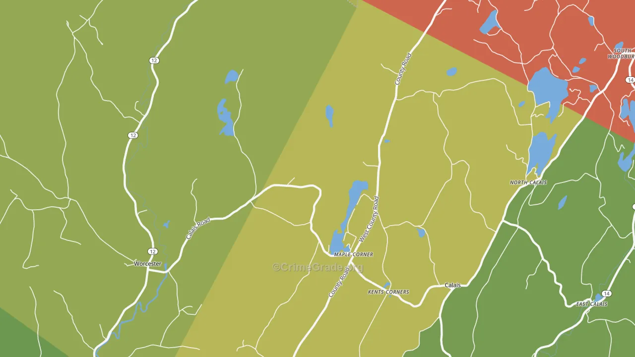 Calais, VT Map of Arson Rates