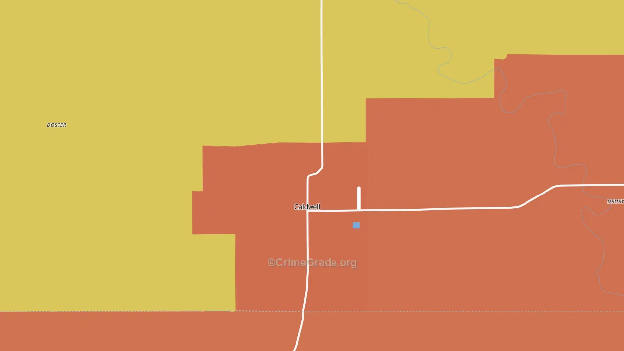 Caldwell, KS Map of Arson Rates