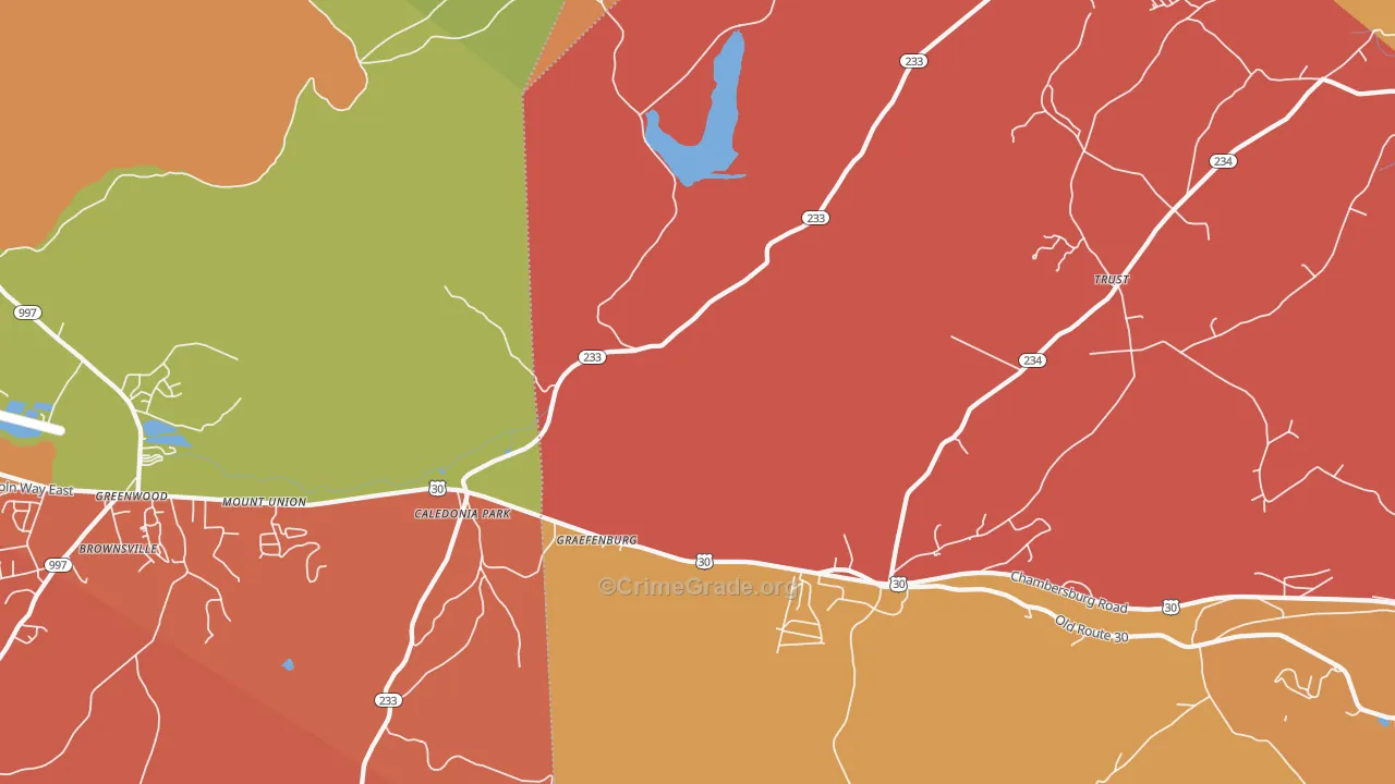 Caledonia Park, PA Map of Arson Rates