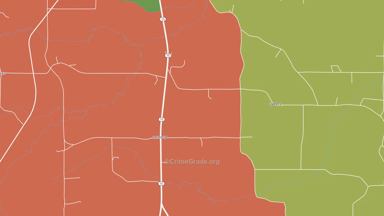 Calhoun, MS Map of Arson Rates