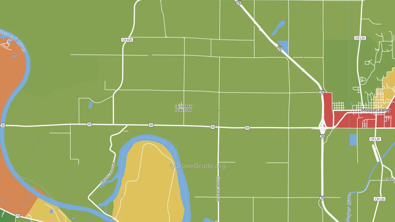 California Junction, IA Map of Arson Rates