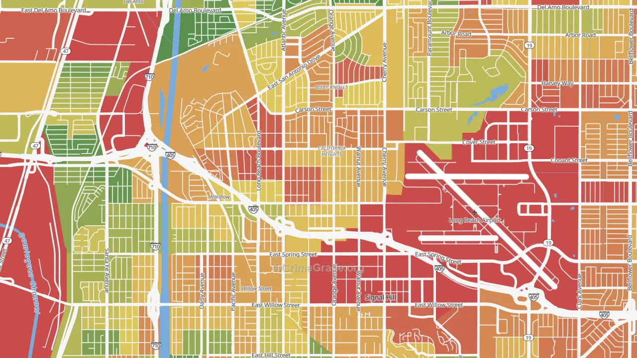 Californial Heights, Long Beach, CA Map of Arson Rates