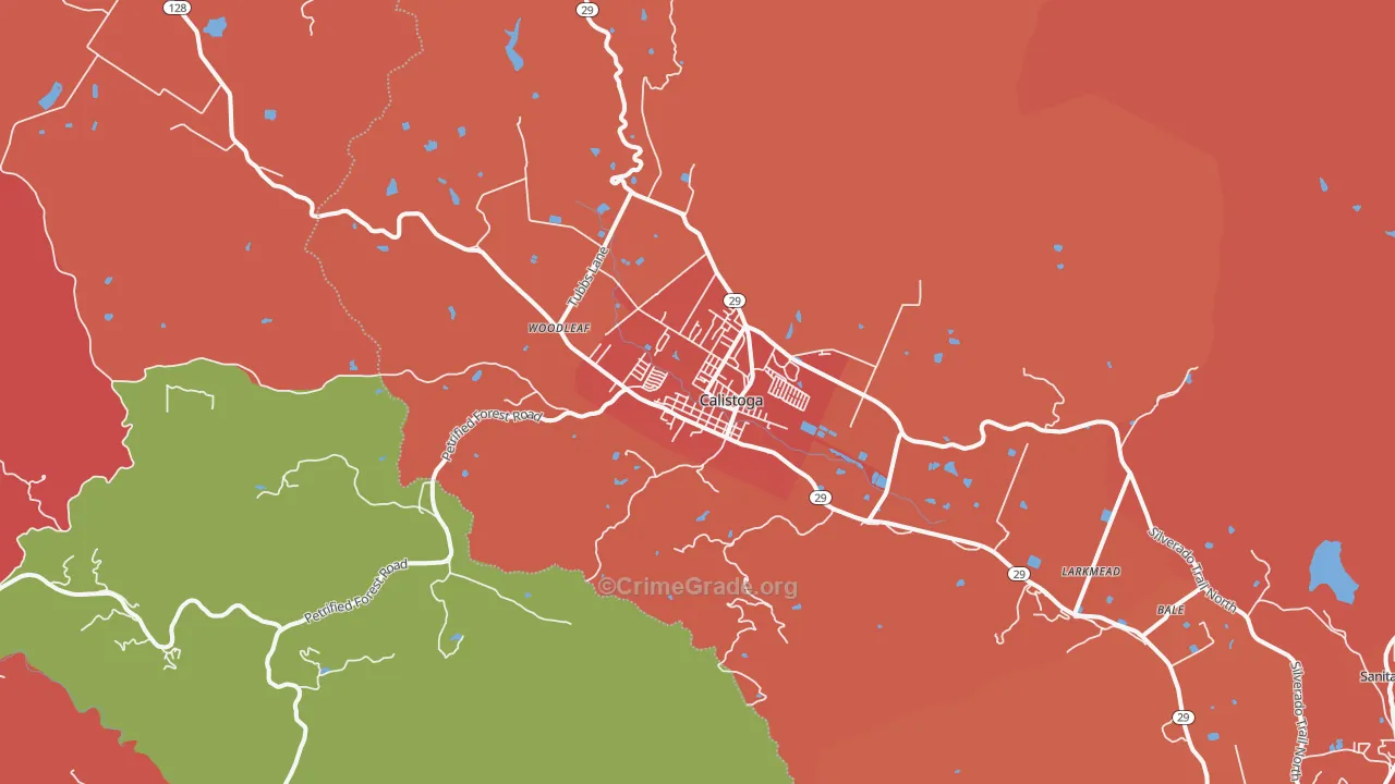 Calistoga, CA Map of Arson Rates