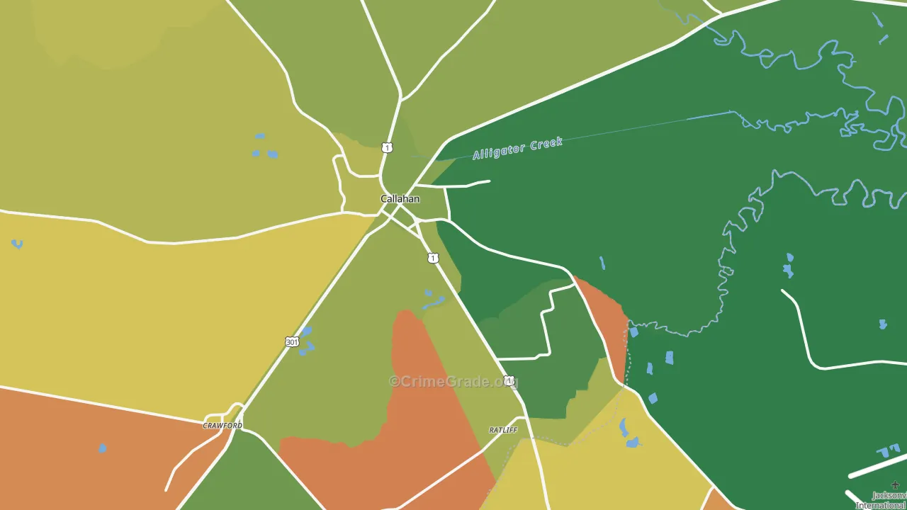 Callahan, FL Map of Arson Rates