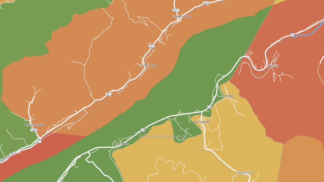 Callaway, KY Map of Arson Rates