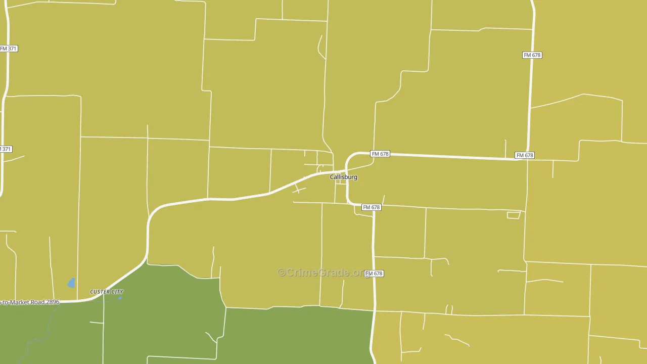 Callisburg, TX Map of Arson Rates