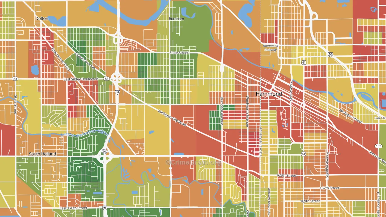 Calumet City, IL Map of Arson Rates