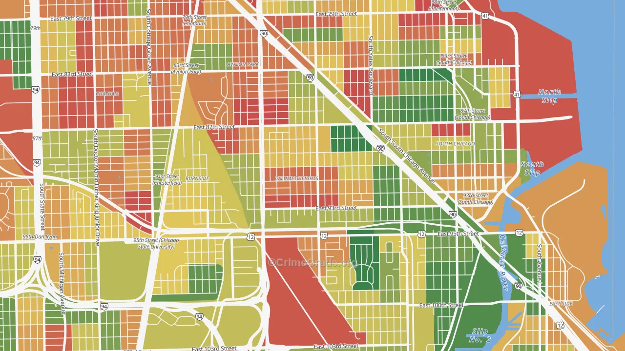 Calumet Heights, Chicago, IL Map of Arson Rates