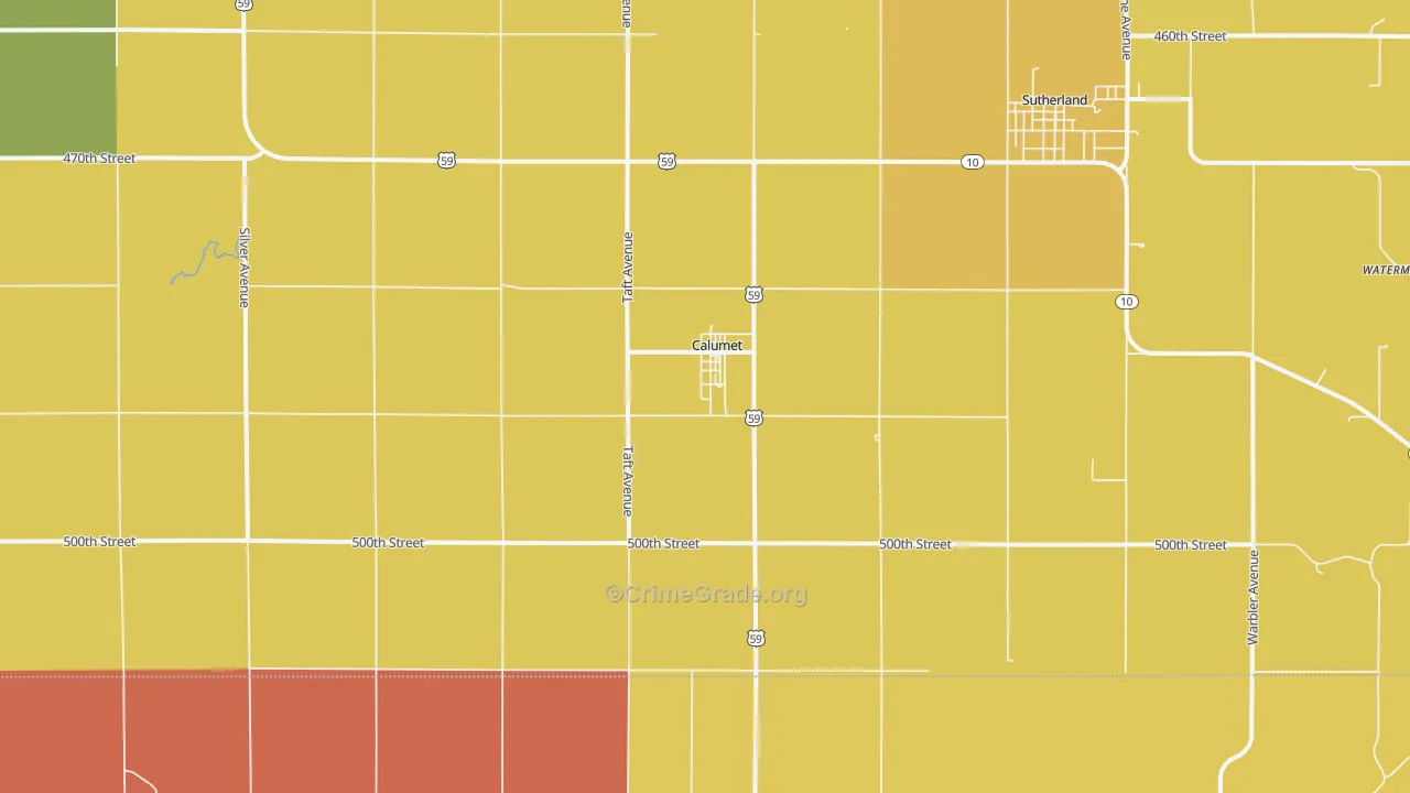 Calumet, IA Map of Arson Rates
