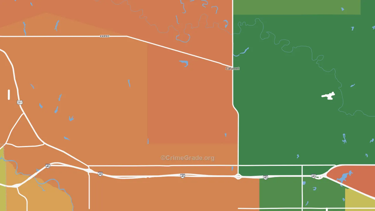 Calumet, OK Map of Arson Rates