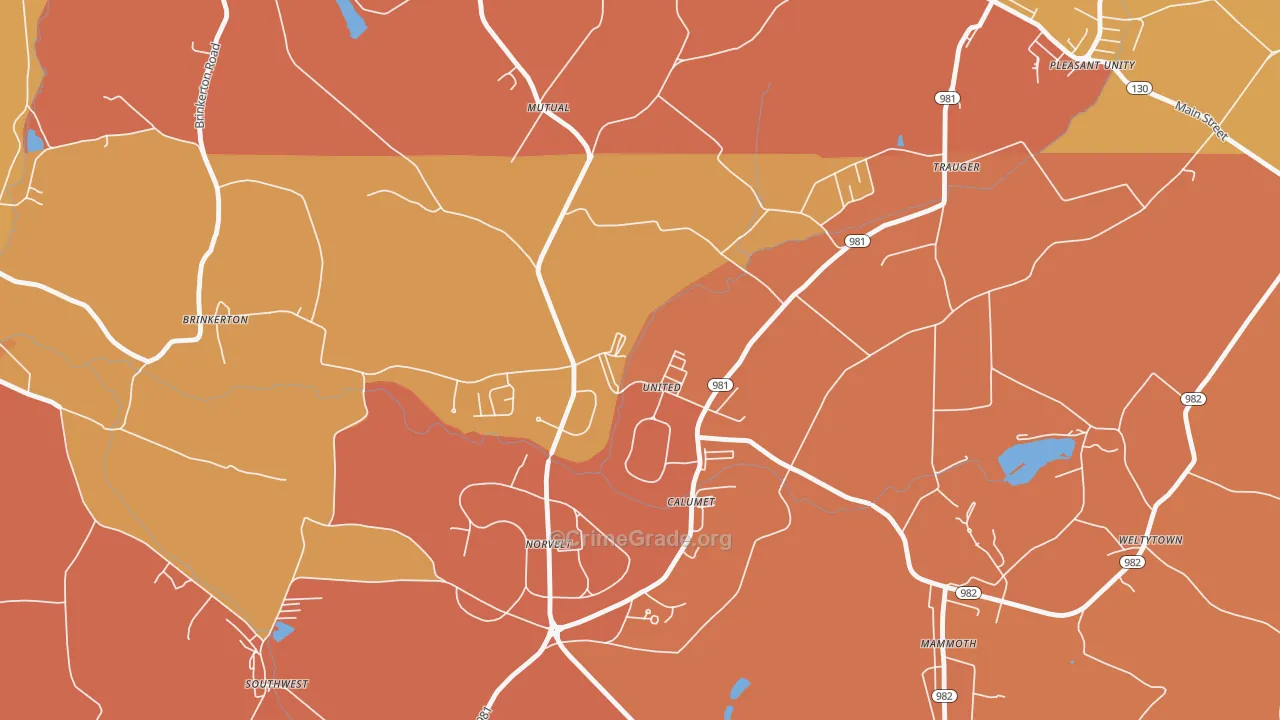 Calumet, PA Map of Arson Rates