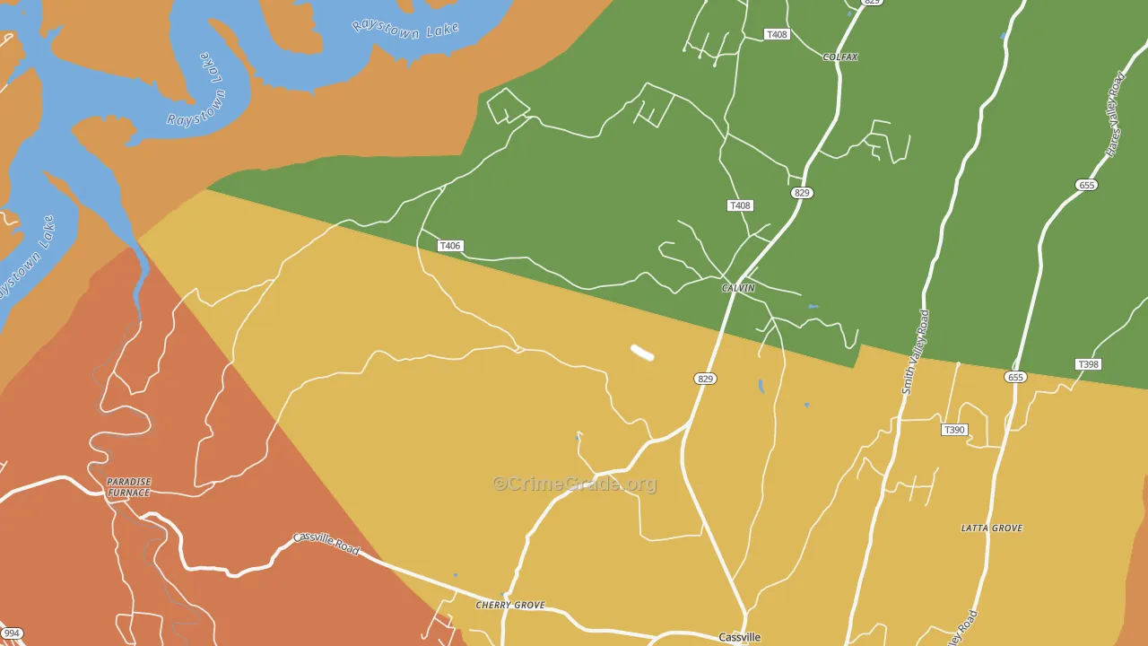 Calvin, PA Map of Arson Rates